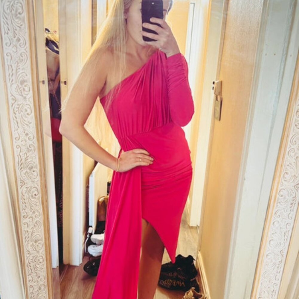 Club L London Women’s Pink Asymmetric Dress UK14